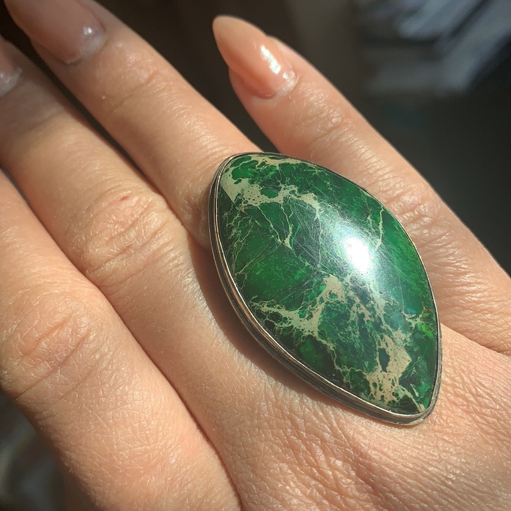 **SOLD** Moss Agate Stone Sterling Silver Ring